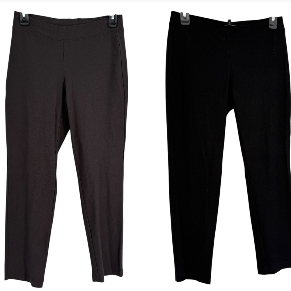 Eileen Fisher Womens Pants Size PP Petite (XS) Lot of 2 Gray Black Crop Pull On